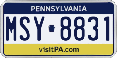 PA license plate MSY8831