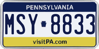 PA license plate MSY8833
