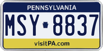 PA license plate MSY8837