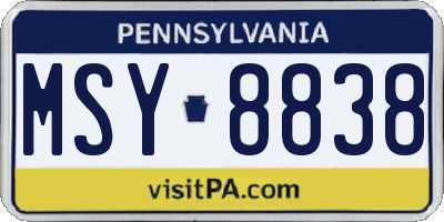 PA license plate MSY8838