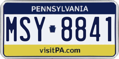 PA license plate MSY8841