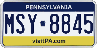 PA license plate MSY8845