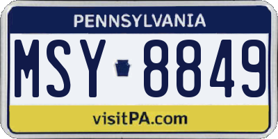 PA license plate MSY8849