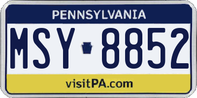 PA license plate MSY8852