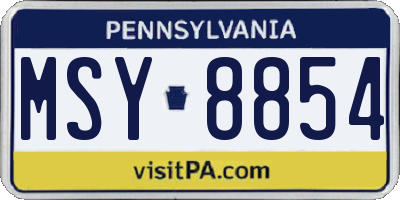 PA license plate MSY8854