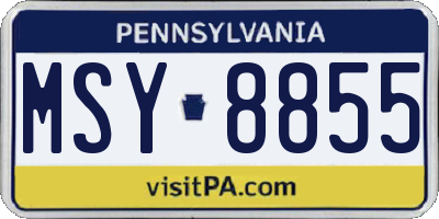 PA license plate MSY8855