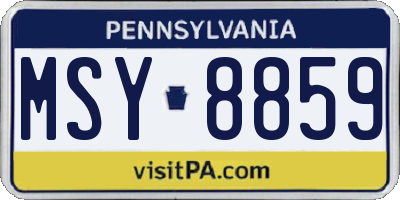 PA license plate MSY8859