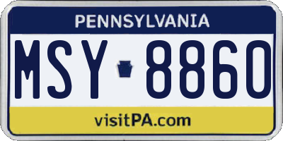 PA license plate MSY8860