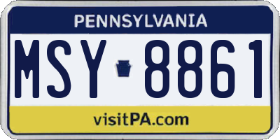 PA license plate MSY8861