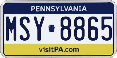 PA license plate MSY8865