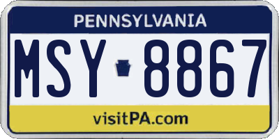 PA license plate MSY8867