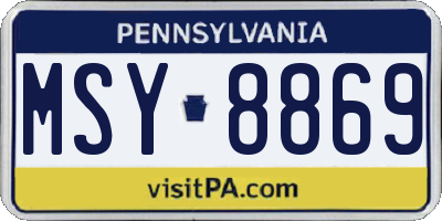 PA license plate MSY8869