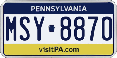 PA license plate MSY8870