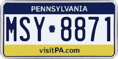 PA license plate MSY8871