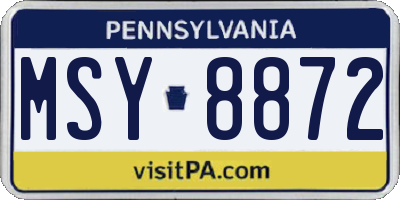 PA license plate MSY8872