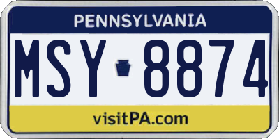 PA license plate MSY8874