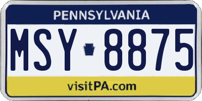 PA license plate MSY8875