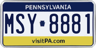 PA license plate MSY8881
