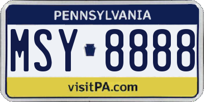 PA license plate MSY8888