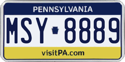 PA license plate MSY8889