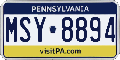 PA license plate MSY8894