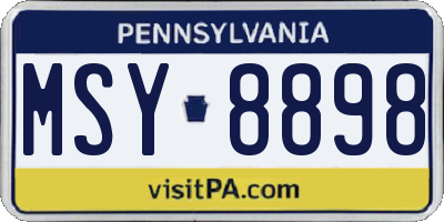 PA license plate MSY8898