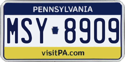 PA license plate MSY8909