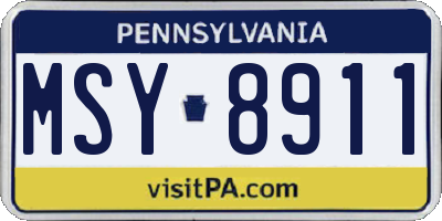 PA license plate MSY8911