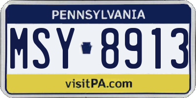 PA license plate MSY8913