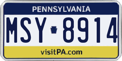 PA license plate MSY8914