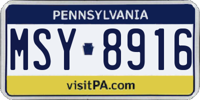 PA license plate MSY8916