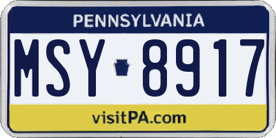 PA license plate MSY8917