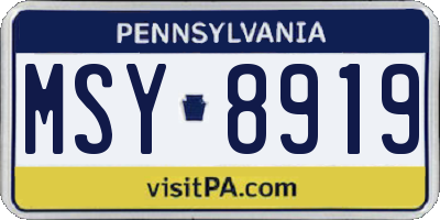 PA license plate MSY8919