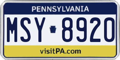 PA license plate MSY8920