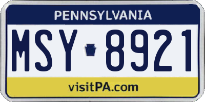 PA license plate MSY8921