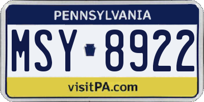 PA license plate MSY8922