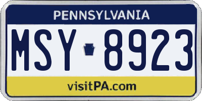 PA license plate MSY8923
