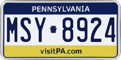 PA license plate MSY8924