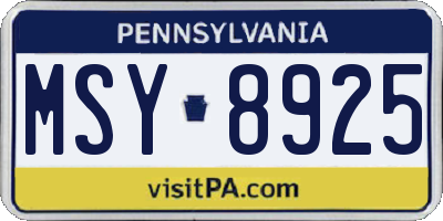 PA license plate MSY8925