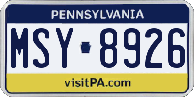 PA license plate MSY8926