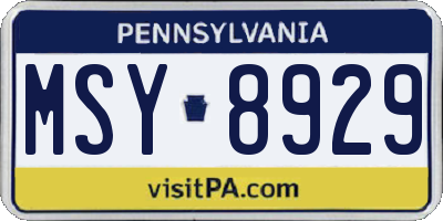 PA license plate MSY8929