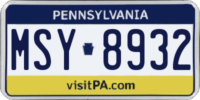 PA license plate MSY8932