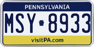 PA license plate MSY8933