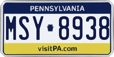 PA license plate MSY8938