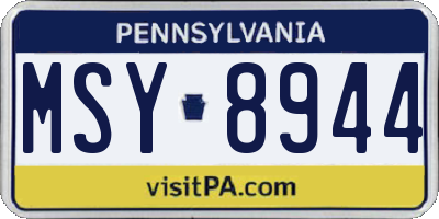 PA license plate MSY8944