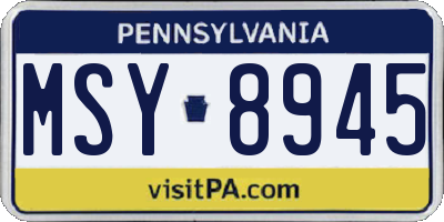 PA license plate MSY8945