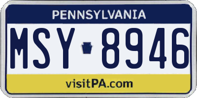 PA license plate MSY8946