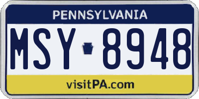PA license plate MSY8948