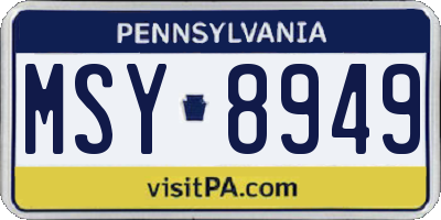 PA license plate MSY8949
