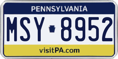 PA license plate MSY8952